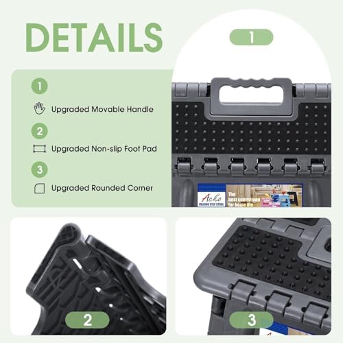 ACKO 16" 6 Pack Folding Step Stool, Safety Lock, Holds 400 lbs, Dot Gray - Image 3