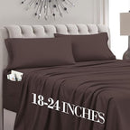 Mocassi Twin XL Size 4-Piece Bed Sheet Set - 1800 Premium Hotel Quality Microfiber 18-24 Inches Extra Deep Pocket Fitted Sheet- Luxury Soft, Breathable, Wrinkle, and Fade Resistant, Brown by MocassiLuxuryBedding