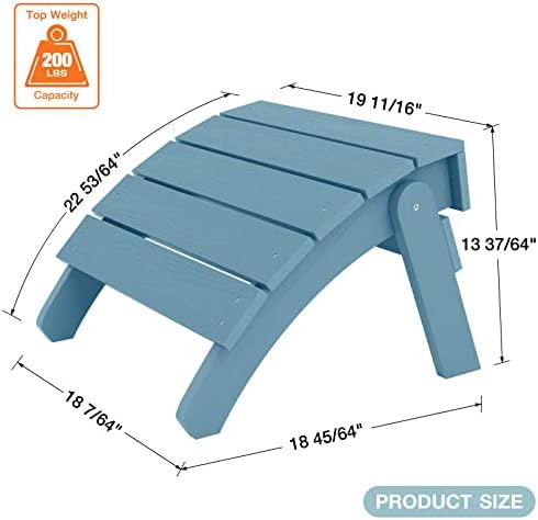 YEFU Folding Adirondack Ottoman Outdoor Set of 2, Blue - Image 5