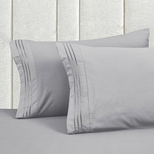 Mocassi Cal King Size 4-Piece Bed Sheet Set - 1800 Premium Hotel Quality Microfiber 18-24 Inches Extra Deep Pocket Fitted Sheet- Luxury Soft, Breathable, Wrinkle, and Fade Resistant, Silver - Image 6