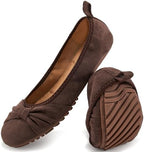 Ecetana Comfortable Ballet Flats for Women: Lightweight Cushioned Foldable Slip-On Work Shoes with Memory Foam - All Day Walking Comfort - Dressy Flats for Office Business by Ecetana