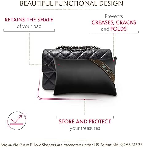 Bag-a-Vie Handbag Shaper Pillow Luxury Handbag & Purse Shaper - [Tres Mini] 7' x 4.5' - Fits Mini Flap and Clutches - Black - Image 6