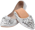 KUNWFNIX Women Ballet Flats Rhinestone Wedding Ballerina Shoes Foldable Sparkly Comfort Slip on Flat Shoes by KUNWFNIX