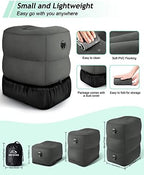 Inflatable Travel Foot Rest Pillow, Kids Airplane Bed, Adjustable 3 Layers Height Leg Rest Pillow, Adults Travel Essentials Great for Airplane, Office, Home, Trains, Cars - Image 2