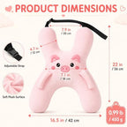 Ride Nuzzle Pillow, Plush Animal Car Travel Cushion with Adjustable Headrest Strap for Passenger Seats，Pink - Image 7
