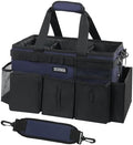 SCAVATA Wearable Cleaning Caddy Bag, Cleaning Caddy Supplies Organizer with Handle & Shoulder Straps for Housekeepers, Under Sink & Car Cleaning Tool Organizers with 4 Foldable Divider Navy (DarkBlue) by Tidyyourlife