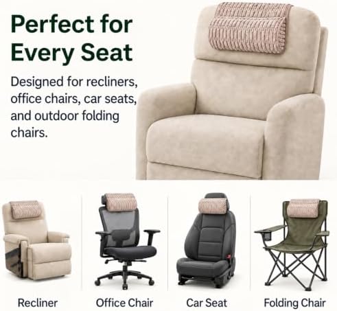 Neck Pillow for Recliner Chair, Helps Ease Neck Pain & Work Fatigue(Khaki) - Image 3