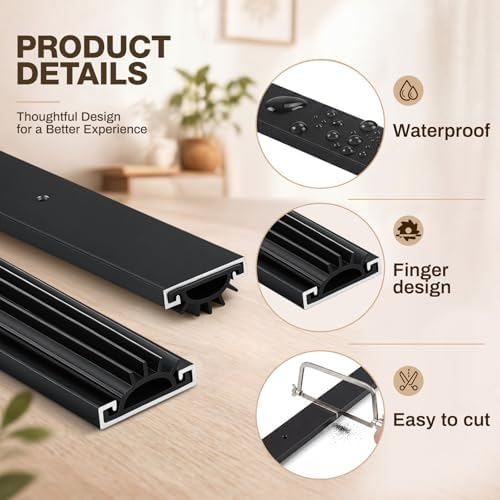 FoldTier 2 Pack Black 32 Inch Door Sweep for Bottom, Door Draft Stopper - Image 3