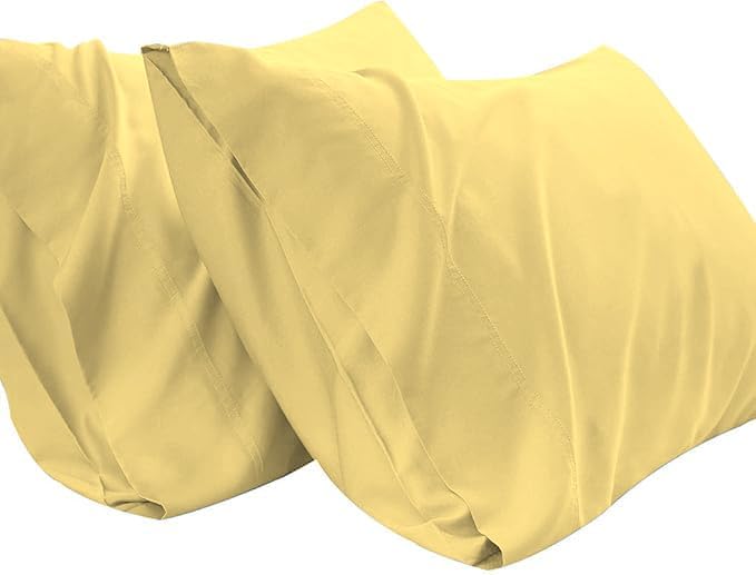 Kamas Egyptian Cotton Sateen Weave Pack of 2 Extra Large Pillowcase to Fit Your Oversized Pancake Large Huge & Gusseted Pillows (Pestal Yellow, King Oversize- 23x43) by KAMASHOMECOLLECTION