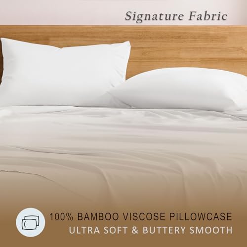 TOSMO Luxury Pillow Case Set of 2 - Cooling Viscose Derived from Bamboo, Oeko-TEX, Breathabl Silky Soft Pillow Cases with Envelope Closure (King / 20x36, Classic White) - Image 2