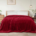 Exclusivo Mezcla Striped Queen Size Fleece Blanket for Bed, Deep Red by ExclusivoMezcla