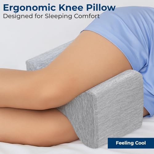 5 STARS UNITED Large Knee Pillow for Side Sleepers - Hip Pain Relief, Memory Foam Leg Cushion for Side Sleeping - Between Legs Pillow for Sciatica & Lower Back Pain, Arctic Gray - Image 2