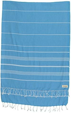 Bersuse Towels Anatolia XL Beach Blanket Throw Blanket Turkish Towel 100% Cotton Extra-Large Quick-Dry Lightweight Premium Peshtemal Towel - 61x82 Inches, Ocean Blue by Bersuse