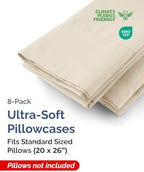 Standard Pillow Cases - 8 Pack Soft Pillowcase Covers - 20" x 26" (Wheat) - Image 2