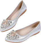 KUNWFNIX Women's Ballet Flats Foldable Classic Crown Rhinestone Slip On Bowknot PU Leather Faux Suede Pointed Toe Comfort Flat Casual Dress Shoes - Image 4
