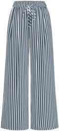 PRETTYGARDEN Womens Pants Elastic Waist Striped Lightweight Palazzo Pant by PRETTYGARDEN