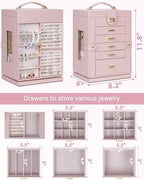 AKOZLIN 6-Tier Jewelry Box Organizer 5 Drawers Storage M-L Pink - Image 4