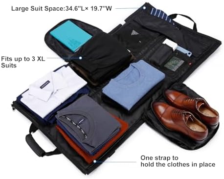 Garment Bags for Travel Large Suit Bag for Men Carry On Garment Bag Convertible Garment Duffle Bag with Shoes Compartment,2 in 1 Hanging Dress Suitcase Suit Travel Bags,Black - Image 3