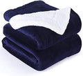 NANPIPER Couch Blanket Reversible Sherpa Flannel Blanket Ultra-Soft Plush Warm Fleece Microfiber (90"x90" Navy Blue) Queen by NANPIPER