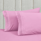 Mocassi Queen Size 4-Piece Bed Sheet Set - 1800 Premium Hotel Quality Microfiber 18-24 Inches Extra Deep Pocket Fitted Sheet- Luxury Soft, Breathable, Wrinkle, and Fade Resistant, Light Pink - Image 6