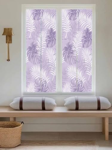 Window Privacy Film Frosted, Purple Palm Trees Tropical Reusable Static Cling Window Tints, Summer Beach Botanical Heat Control Windows Films for Offices, Balcony, 29.5 x 118 Inches - Image 5