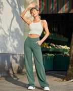 G4Free EverGoing Wide Leg Yoga Pants for Women Crossover Waist with Pockets - Image 4