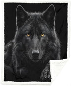 Black Wolf Sherpa Blanket Animal Print Throw Blanket for Men Soft Warm Cozy 60x80 Inches Dark Power Design Bedroom Couch Decor Gift for Birthday Housewarming Anniversary by Sleepwish