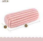 AELS Faux Fur Striped Cylinder Pillows Set of 2, 8" x 24" Decorative Modern Bolster Pillows with Removable Washable Cover & Insert, Body Pillow for Couch Bed, Living Room Bedroom Nursery Decor, Pink - Image 2