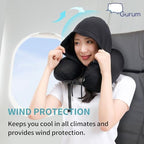 Hooded Travel Pillow – Natural Latex Neck Support with Privacy Hood, Side Pocket & Tencel Cover for Airplane & Long Flights | Gurum™ - Image 5