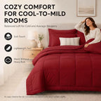 CozyLux Oversized Queen Comforter Set Dark Red - 7 Pieces Bed in a Bag - Image 4
