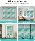 Window Privacy Film Frosted, Green Ombre Reusable Static Cling Window Tints, Modern Minimalist Abstract Gradient Art Heat Control Windows Films for Offices, Balcony, 29.5 x 118 Inches - Image 7