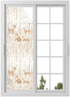 Window Privacy Film Frosted, Thanksgiving Reusable Static Cling Window Tints, Fall Deer Fox Animals Orange Leaves Vines Heat Control Windows Films for Offices, Balcony, 29.5 x 118 Inches by Unknown