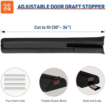 MAGZO Under Door Draft Stopper, 36 Inch Adjustable Door Gap Filler, Black - Image 5