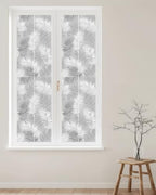 Window Privacy Film Frosted, Grey Botanical Reusable Static Cling Window Tints, Summer Palm Leaves Foliage Tropical Heat Control Windows Films for Offices, Balcony, 29.5 x 118 Inches - Image 2