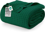 Utopia Bedding 100% Cotton Waffle Blanket Queen Forest Green, 90x90 Inch by UTOPIABEDDING