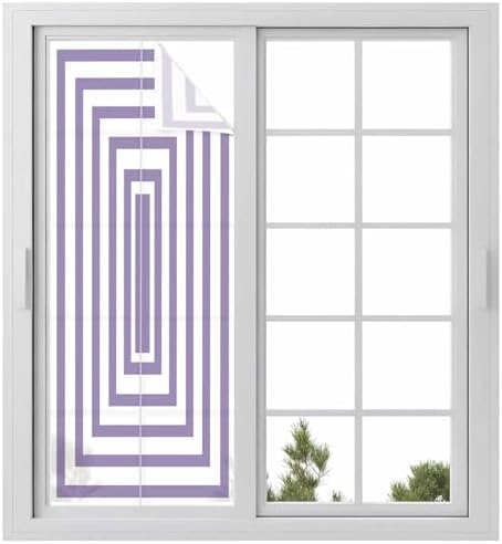 Window Privacy Film Frosted, Purple White Geometric Static Cling Door Window Covering, Square Minimalist Modern UV Blocking Windows Film for Office, Hotel, Bedroom, 29.5 x 78.7 Inches by Unknown