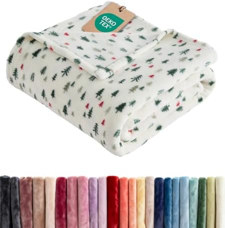 CGK Christmas Fleece Blanket Queen - Flannel Throw - Xmas Trees, 90x90 by CGKUnlimited