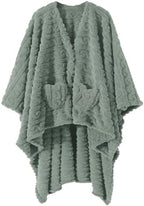 Wearable Blanket Sherpa Fleece Shawl Blanket with Pockets Blanket Poncho Cape for Adults, Cozy Shawl TV Throw Blankets by Mowkim