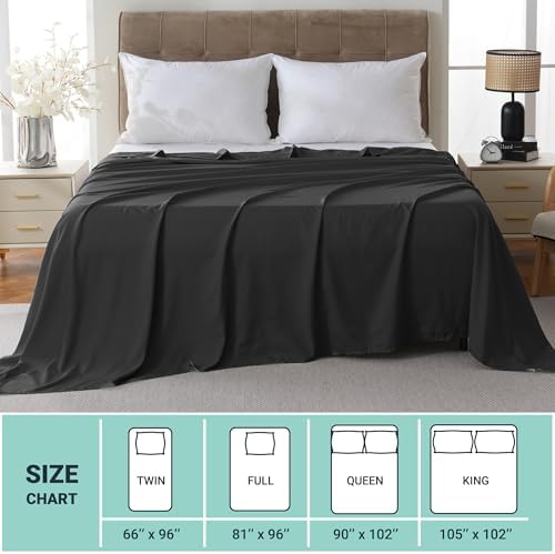 ZPECC Twin Flat Sheets Only Black 6 Pack, Color-Coded Hem Threads - Image 5
