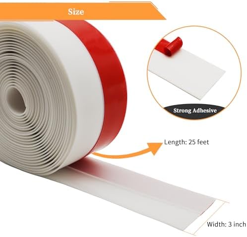 25 Feet Silicone Weather Stripping 3 inch Width Door Seal Strip Seal for Door Bottom, Gap, Side, Suitable for Barn and Garage Door - Image 2
