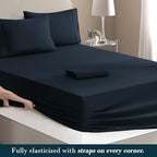 Mocassi Full Size 4-Piece Bed Sheet Set - 1800 Premium Hotel Quality Microfiber 18-24 Inches Extra Deep Pocket Fitted Sheet- Luxury Soft, Breathable, Wrinkle, and Fade Resistant, Black - Image 4