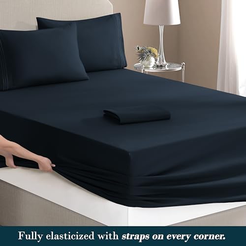 Mocassi Twin Size 4-Piece Bed Sheet Set - 1800 Premium Hotel Quality Microfiber 18-24 Inches Extra Deep Pocket Fitted Sheet- Luxury Soft, Breathable, Wrinkle, and Fade Resistant, Black - Image 4