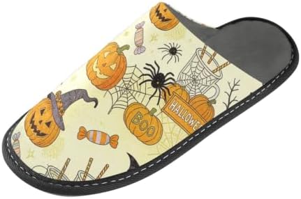 House Slide Slippers Unique Pumpkin Mug Decor Bats - Image 4