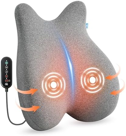 CILI Heated Lumbar Support Pillow for Office Chair, Ergonomic Back Support Cushion with Vibration, Memory Foam Chair Back Massager,Gifts for Mom Dad by CILI