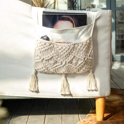 for Mkono Macrame Sofa Armrest Organizer Remote Holder Couch Bedside Armchai by Unknown