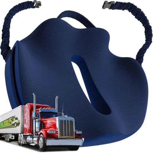 Truckules Large Big Rig Truck Seat Cushion, Navy Blue, Thick Memory Foam by Truckules