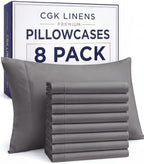 Queen Pillow Cases - 8 Pack Soft Pillowcase Covers - 20" x 30" (Dark Grey) by CGKUnlimited