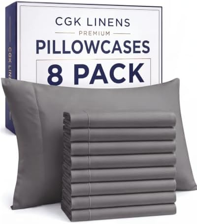 King Pillow Cases - 8 Pack Soft Pillowcase Covers - 20" x 40" (Dark Grey) by CGKUnlimited