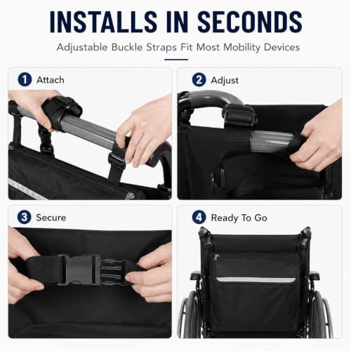 Side Storage Organizer Bag for Permobil Permobil_M3_Corpus 2016-2026, Multi Pocket Armrest Pouch with Zipper Compartment, Universal Carry Organizer for Personal Items,Large Rear Pocket - Image 2
