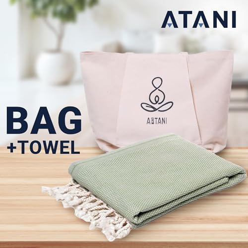 ATANI Turkish Beach Towel, Converts to a Bag, Oversized 100% Cotton Bath Towels Lightweight Quick-Dry Beach Blanket for Travel, Picnic, Camping, Yoga and Pool (Green + Bag, 35 inc x 69 inc) - Image 2